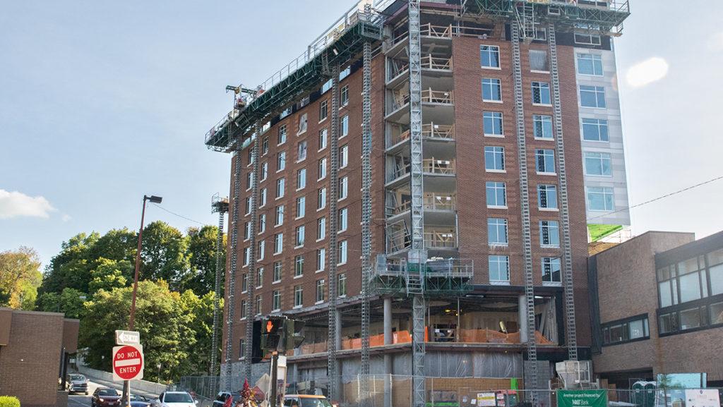 The 159-room hotel is built on what was previously an empty lot on 120 South Aurora St., on the corner of The Commons. It is expected to open in mid to late October.