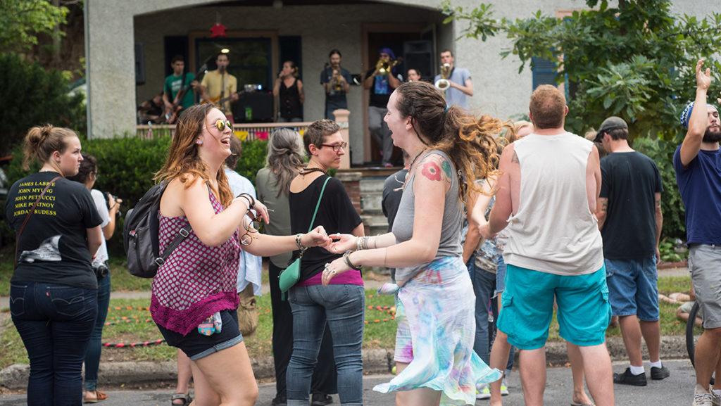 On Sept. 18, Ithaca College students and community members danced and sang along to music emanating from the porches of local artists. Bands such as Whiskey Priests and PIPERVENTILATORS participated in the festival throughout the day.
