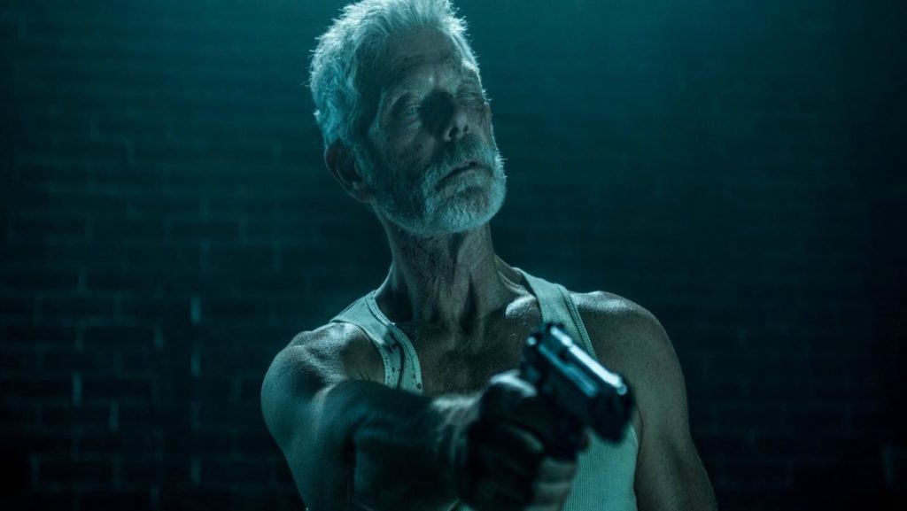 In Dont Breathe directed by Fede Alvarez, the Blind Man (Stephen Lang, pictured) chases down three teens after they attempt to steal from his house. The wild chase film also stars Jane Levy and Dylan Minnette. It  was released to theatres in American on Aug. 26.