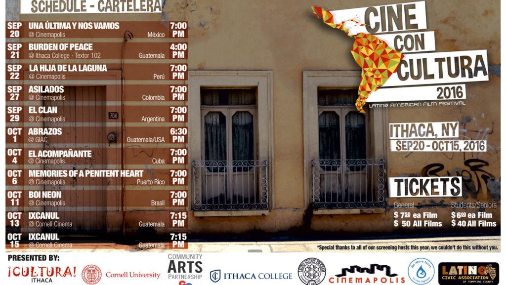 The film festival, Cine Con Cultura, features films produced in Latin American cultures. All 11 films are in Spanish or Portuguese. Tickets are $7.50 per film or $6 for seniors and students. Festival passes are $50 for all films and $40 for seniors and students. Select screenings will be shown for free.