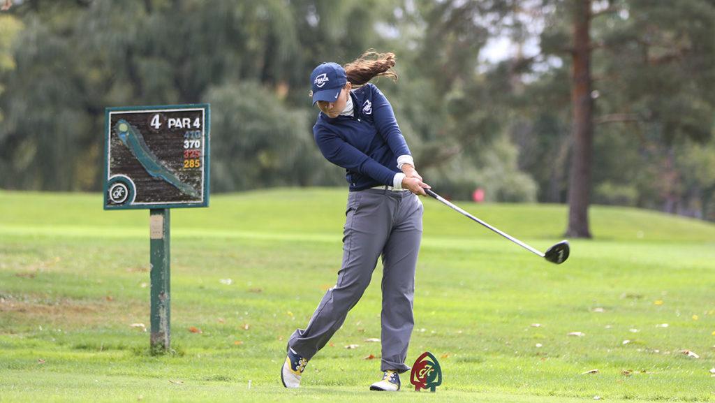 Junior Kyra Denish competes at the Empire 8 Championships Oct. 2 at the Country Club of Ithaca. She tied for sixth place with first-year graduate student Mary Rooker. 