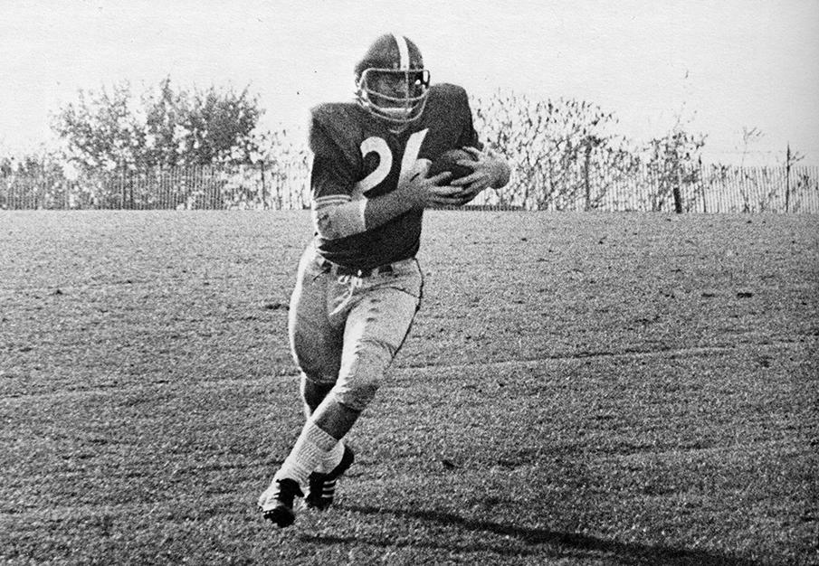 Welch plays in a game in 1973. He was a captain for the Ithaca College football team his senior year. COURTESY OF THE OFFICE OF INTERCOLLEGIATE ATHLETICS