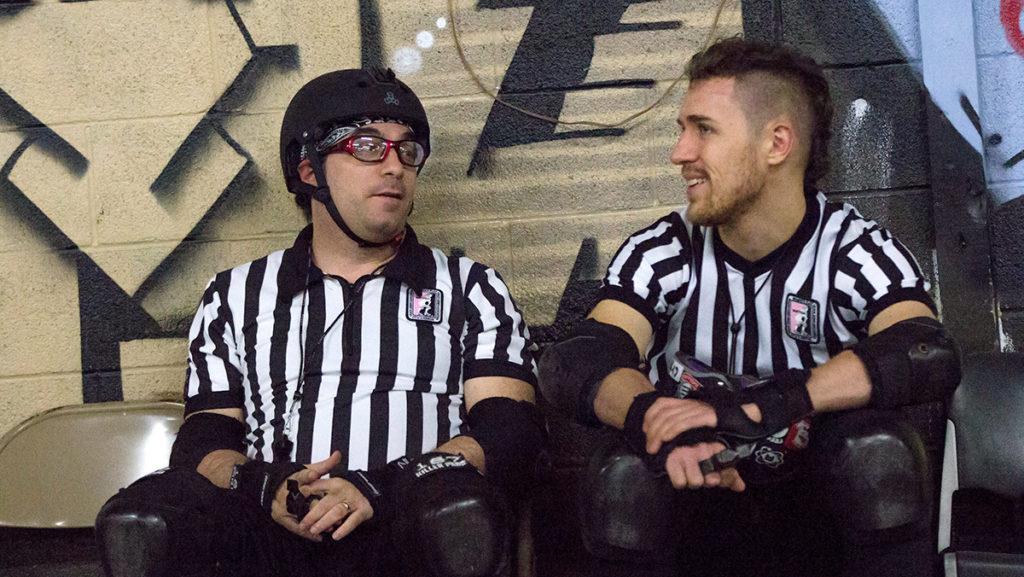 David Kornreich, assistant professor in the Department of Physics and Astronomy, and Toby March ’14 are referees for the Ithaca League of Women Rollers.