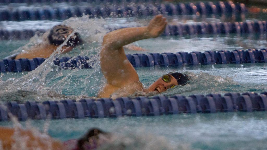 Senior Brenna Dowd raced in the 1,650-meter freestyle at the Bomber Invitational on Dec. 4 in the Athletics and Events Center. She placed fourth with a time of 18:04.70.