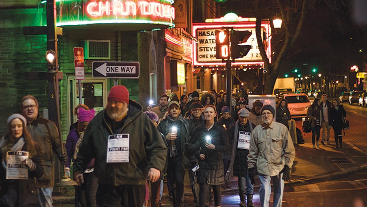 Ithaca theater community marches for the Ghostlight Project