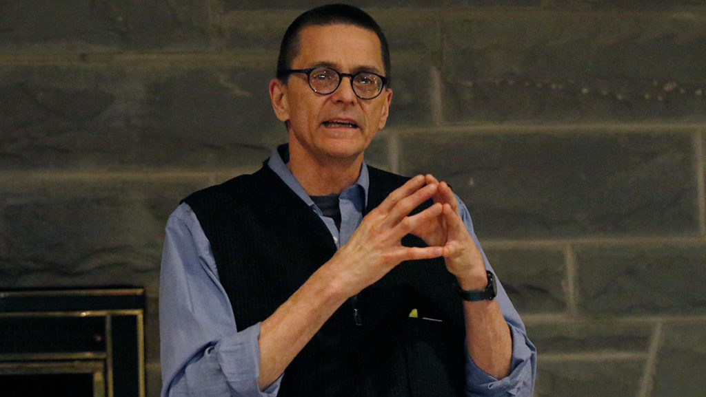 Robert Jensen, professor at the University of Texas at Austin, discusses his book, “The End of Patriarchy: Radical Feminism for Men,” on Feb. 16.