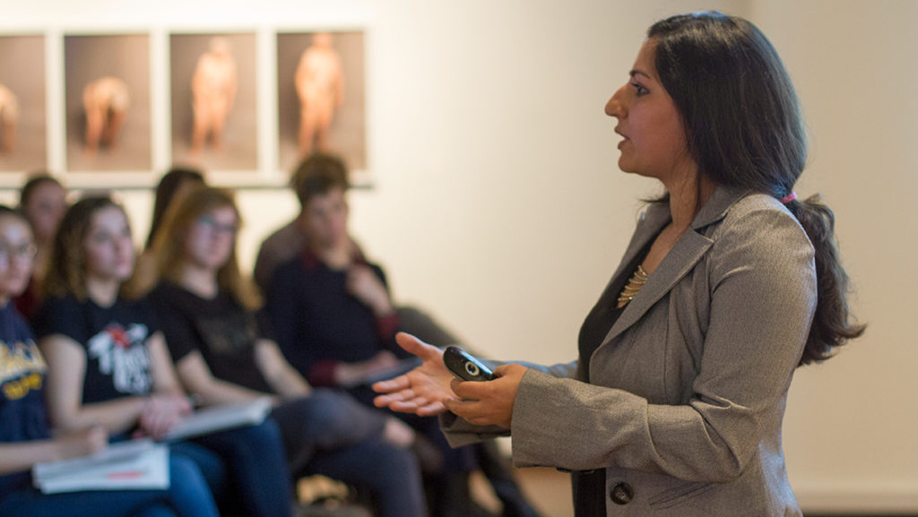 Shehnaz Haqqani, a Ph.D candidate at the University of Texas at Austin, gave a talk as part of the Women’s and Gender Studies Program’s Dissertation Diversity Fellowship.