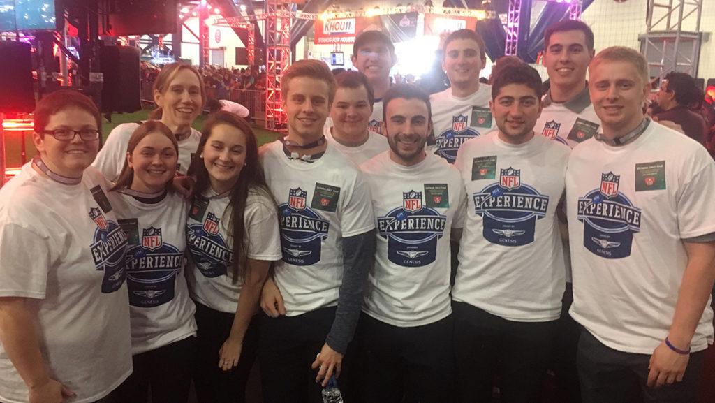 Twelve sport managment students and two professors had the opportunity to volunteer at the 2017 Super Bowl in Houston. They volunteered at the Super Bowl Live event, a fan festival outside of the stadium, where they ran different games.