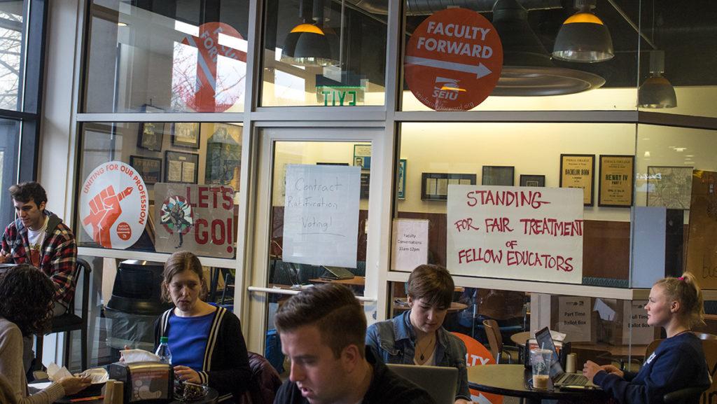 The contingent faculty union held the vote to ratify the contract April 6 in the Campus Center Fishbowl.
