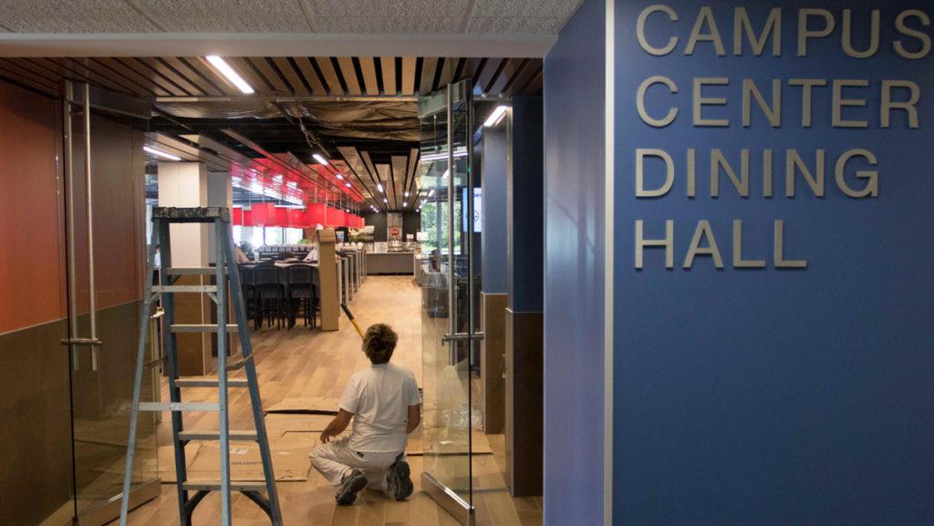 Campus Center Dining Hall underwent a complete remodel over the summer, including a new entrance, furniture and lighting. 