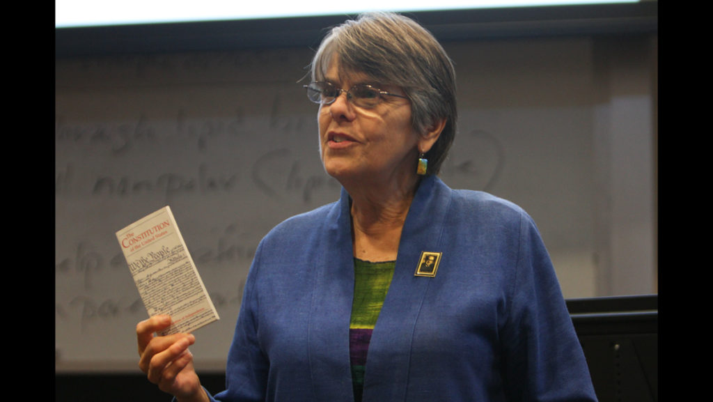 Mary Beth Tinker, an advocate for youth rights and the freedom of speech, spoke to the Ithaca College community about her past experiences regarding the freedom of speech.