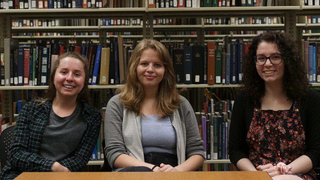 Sophomore Chloe Brosnan, sophomore Katja Krieger and sophomore Nadia Racaniello have been working on establishing Drop Knowledge, a new community-based activism club, at Ithaca College. 