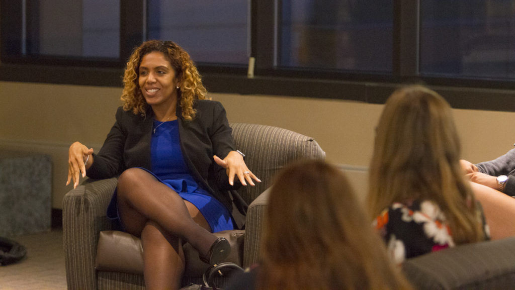 Rosanna Ferro, vice president for Student Affairs and Campus Life, held discussion sessions for students, faculty and staff in October 2017 when she first came to campus.
