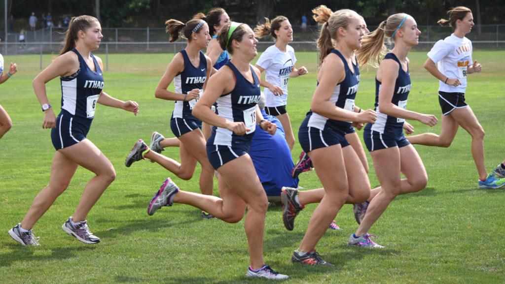 Members of the women’s cross-country team compete in the Jannette Bonrouhi-Zakiam Memorial Alumni Run on Sept. 2. The women are now ranked 21st in the country.