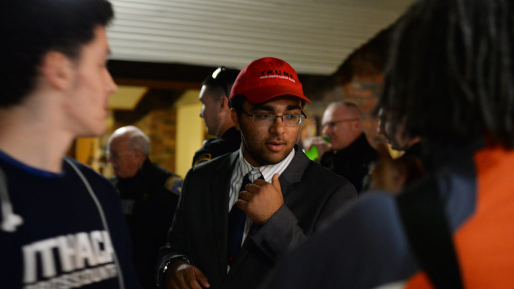 Senior Caleb Slater, President of the Ithaca College Republicans, walks through the crowd before a previous speaker event. Slater was one of the main organizers of the Milo Yiannopoulos event. 