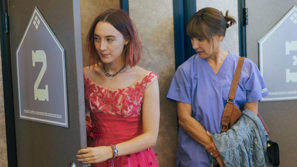 “Lady Bird” follows Christine “Lady Bird” McPherson (Saoirse Ronan) as she rebels against her mother, Marion (Laurie Metcalf). At the same time, Lady Bird is trying to reconcile her feelings for Danny O’Neil (Lucas Hedges).