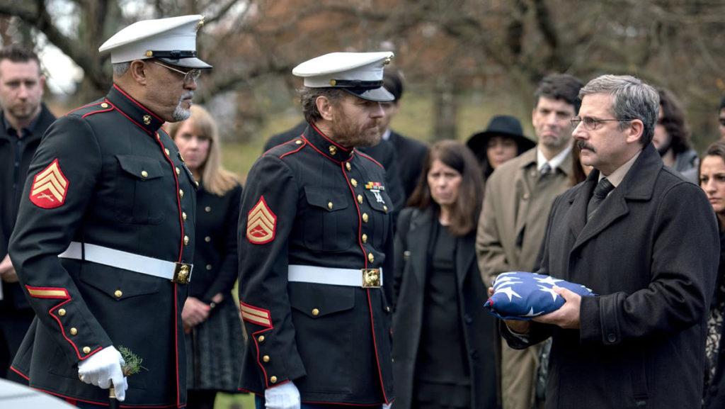 Larry Shepherds (Steve Carell) son dies in battle, and Shepard is sent on a journey that reunites him with his old war buddies, Sal Nealson (Bryan Cranston) and Reverend Richard Mueller (Laurence Fishburne).