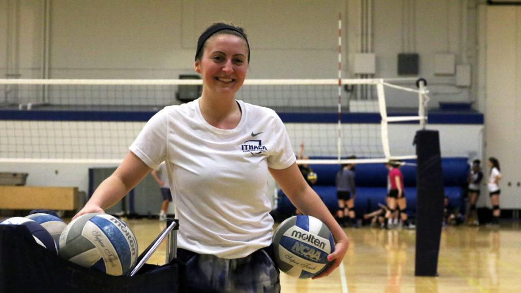 Junior Maddy Horowitz serves as both coach and president of the Ithaca College women’s club volleyball team. The team will be competing for a national championship in April in St. Louis.