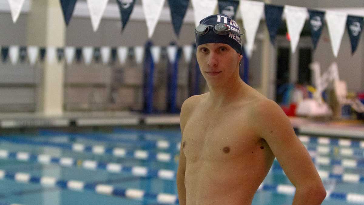 Senior swimmer practices at night to accommodate schedule