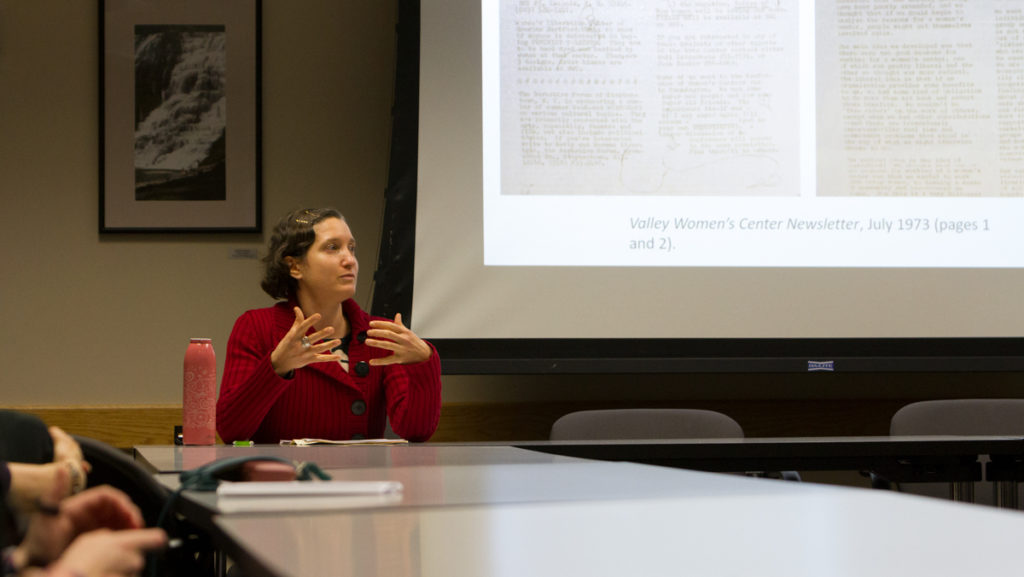 Agatha Beins, associate professor at Texas Womans University and author, presented findings from her latest book, “Liberation in Print: Feminist Periodicals and Social Movement Identity, on March 29.