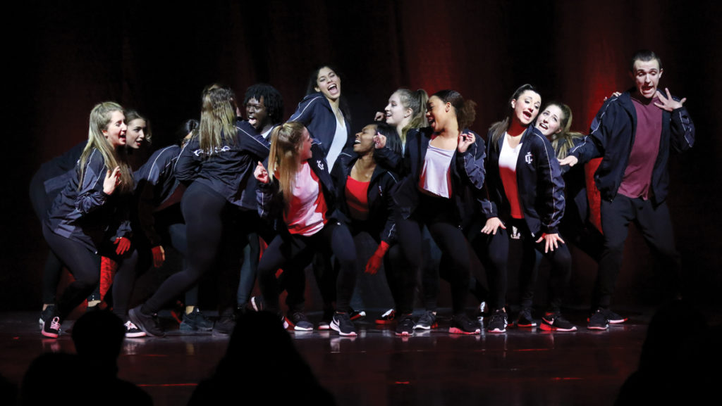 Ithaca College’s dance company Pulse dances to the song “Dammn Baby,” choreographed by senior Shalice Hunt, during its spring showcase “Vibez” at Emerson Suites on March 4. CAITIE IHRIG/THE ITHACAN