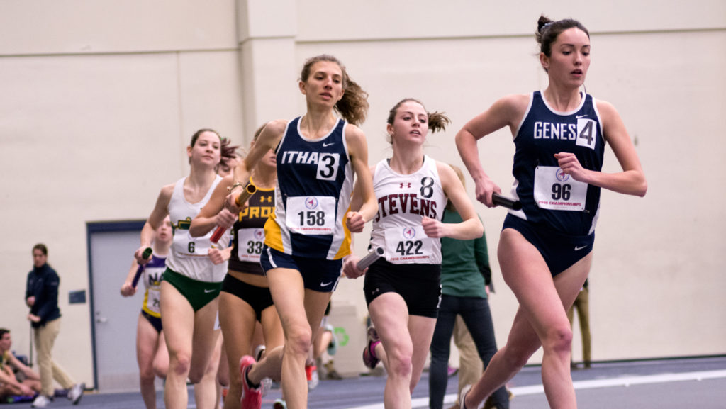 Senior mid-distance runner Sierra Grazia competes at the All-Atlantic Region Track and Field Conference Championships at the Athletics and Events Center.