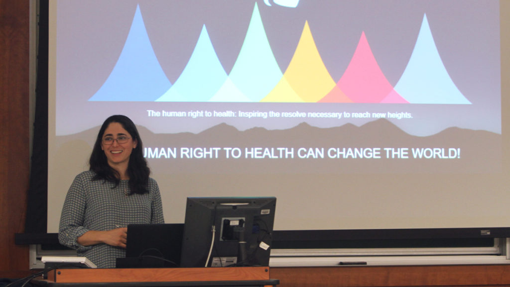 Nicole Hassoun, associate professor in the Department of Philosophy at Binghamton University, spoke about why she believes it is a basic human right to have access to health care at an event on April 19.