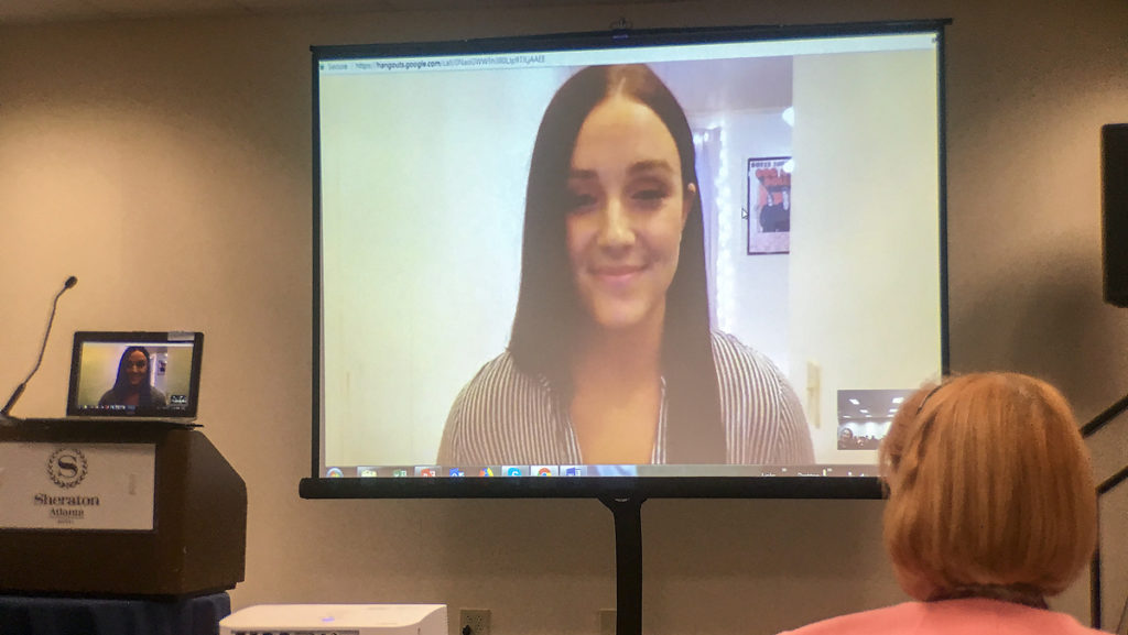 Senior Nicolette Kittell, a health care management major, presented her idea for the Pill Top Popper against four other competitors to two AGHE judges and an audience of approximately 100 people via Google Hangout. 