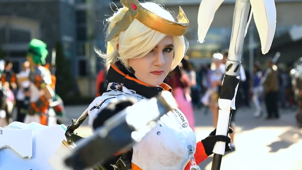 Sophomore Elizabeth Tallman cosplays as the Overwatch character Mercy. Tallman has cosplayed as Mercy six times, each time with a new pair of handmade wings.