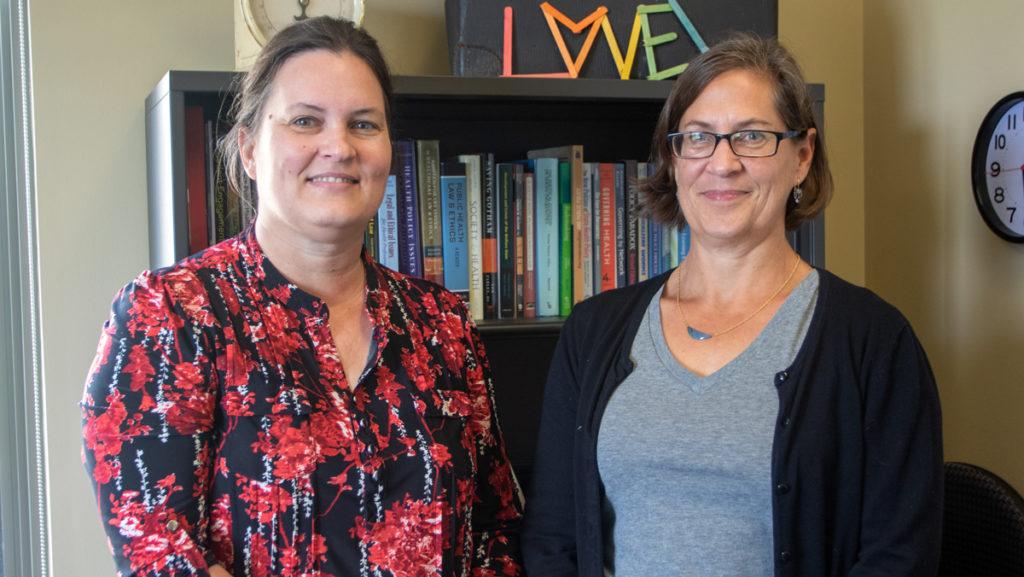From left, Christina Moylan and Susan Witherup, co-chairs of the Integrative Core Curriculum Program Review Committee, published a draft of possible changes to the program March 18. 
