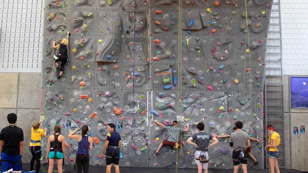 Fitness Center climbing wall harnesses new equipment