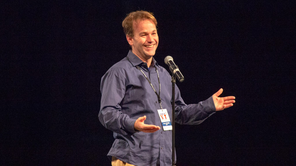 Actor and comedian Mike Birbiglia perfomed at Ithaca College on Sept. 7 as part of his Stand Up & Vote tour, a comedy tour meant to encourage voter registration in college students.