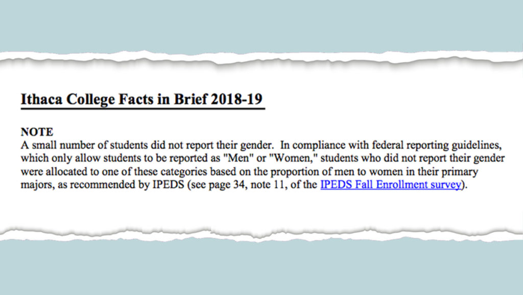 The Facts in Brief for 2017–18 was the first with a disclaimer indicating that there were students who did not report a binary gender who were not represented in the released data.