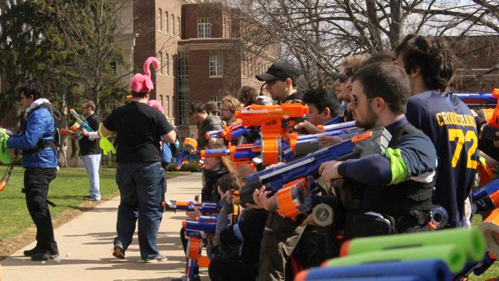 The Ithaca College Humans vs. Zombies Social Club hosts zombie-themed Nerf war game on campus.