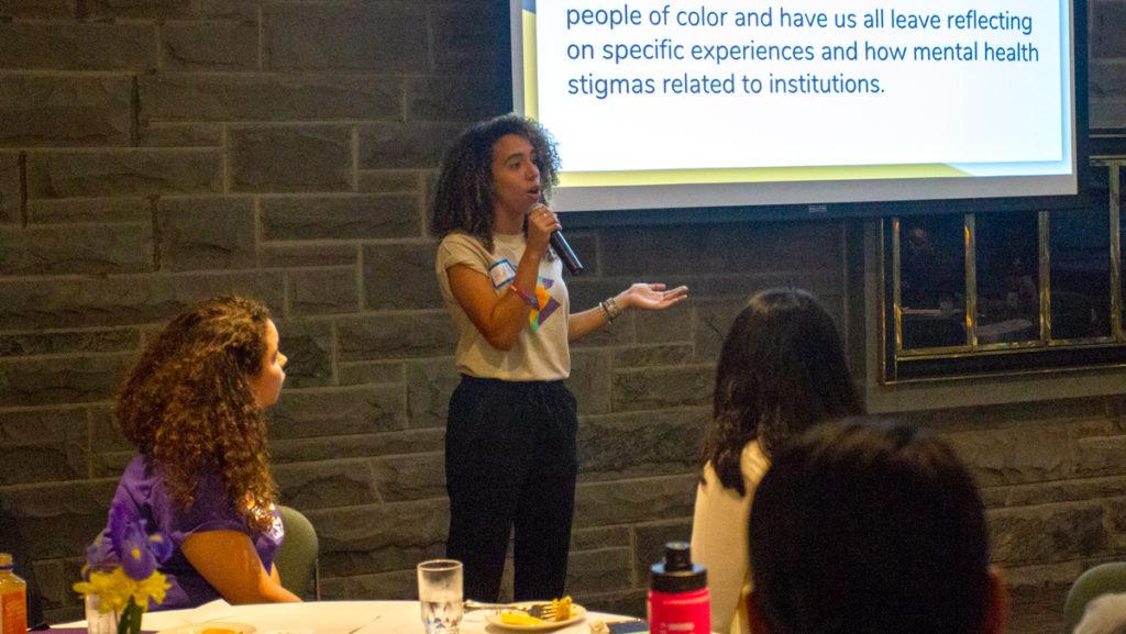 Senior Laura Waxman, a BOLD scholar, spoke at the event “Engaging Mental Health in People of Color (EMPOC)” to discuss the mental health of people of color Oct. 11.