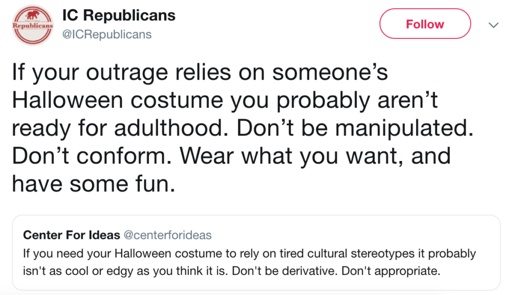 The Ithaca College Republicans have received backlash from the college community regarding its posts on social media about cultural appropriation. This included the IC Republicans response to a tweet from the Center for Inclusion Diversity Equity and Social Change at the college.