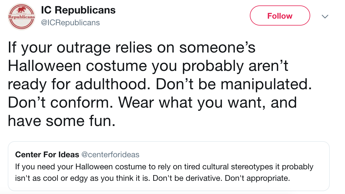 IC Republicans receive backlash for post on cultural appropriation