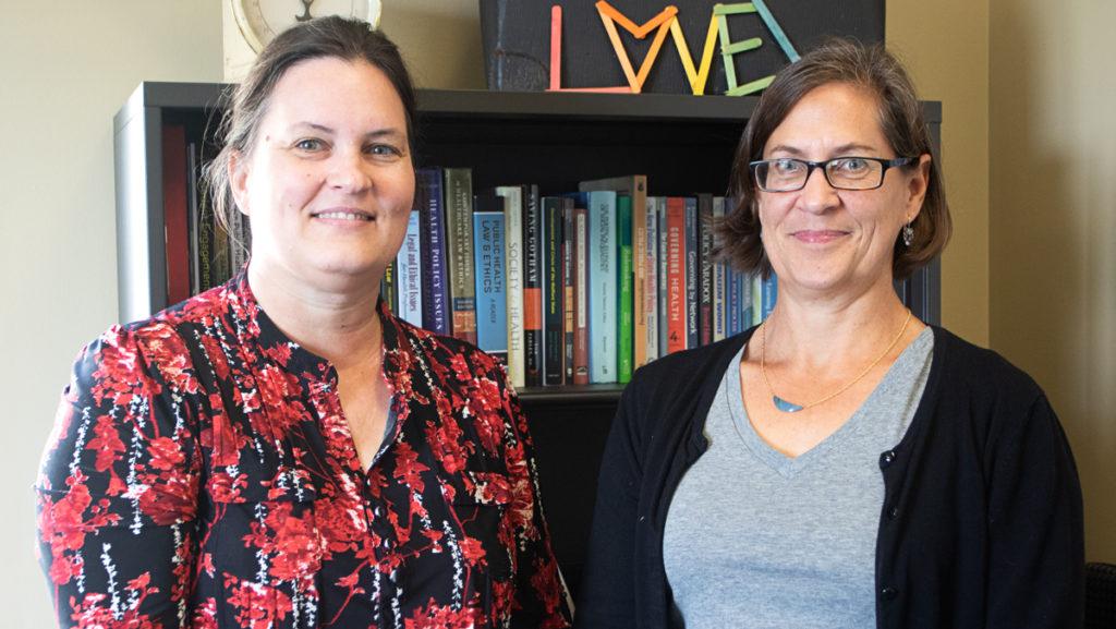 From left, Christina Moylan and Susan Witherup, co-chairs of the Integrative Core Curriculum Program Review Committee. Now that the review committee has finalized its report on the ICC, the college will begin to consider implementing some of the recommended changes to the program.