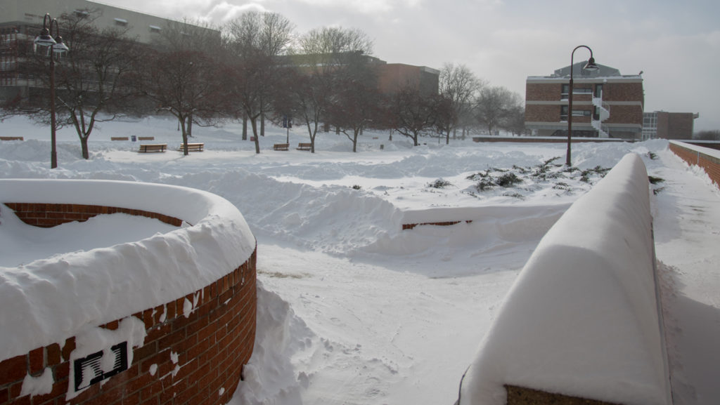 A winter snowstorm hit campus on the night of Jan. 19 and snow accumulated on the ground until the early morning of Jan. 21. The storm was accompanied by below freezing temperatures with a high of 21 degrees Fahrenheit and a low of 7 degrees Fahrenheit.