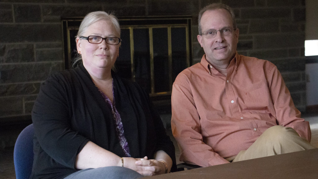 From left Amy Jessen-Marshall, vice president in the Office of Integrative Liberal Learning and the Global Commons at the Association of American Colleges, and Universities and David Hubert, associate provost for learning advancement at Salt Lake Community College. The two served as external evaluators of the ICC.