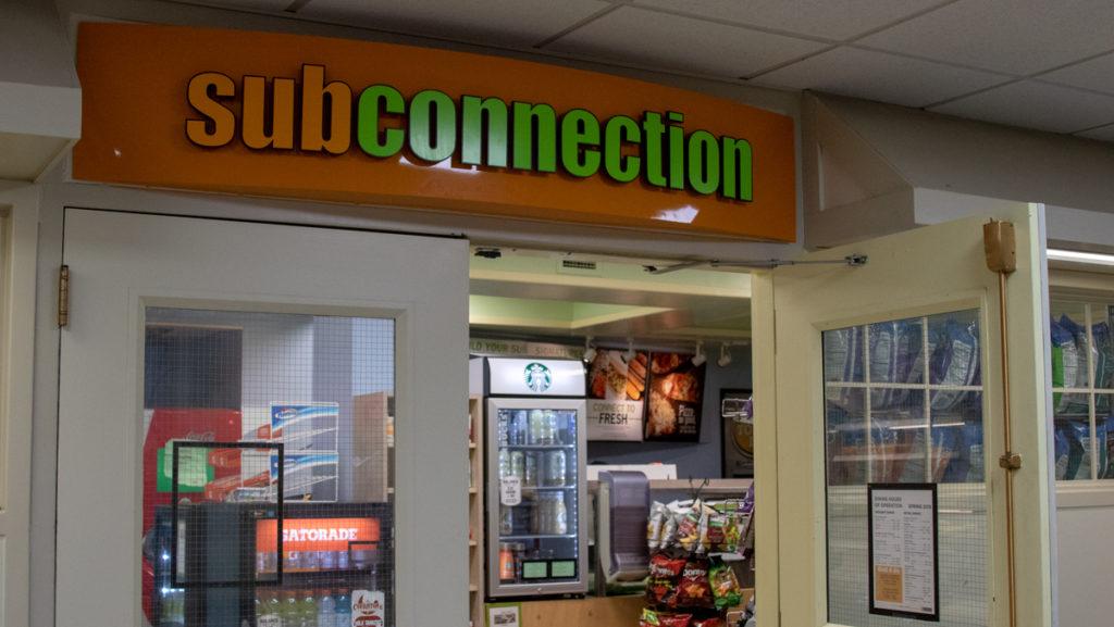 An unknown person forced entry into SubConnection, located inside the Towers Concourse, between 4:40 and 7:14 a.m. and stole food and products.
