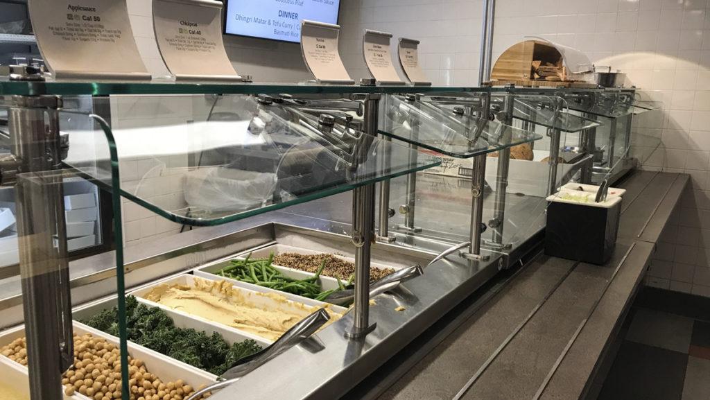 The vegan station in Campus Center. The vegan program at Ithaca College has received high ratings over the past several years, but vegans on campus have expressed skepticism. 