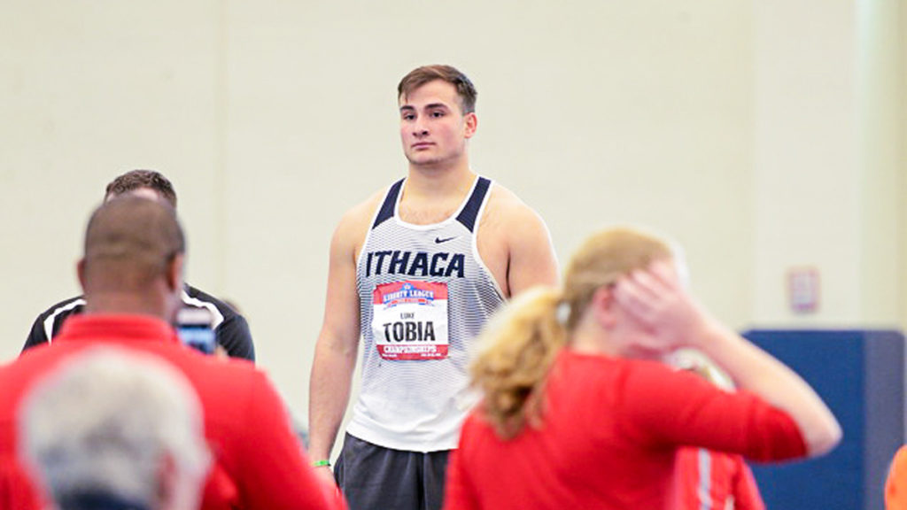 Freshman thrower Luke Tobia placed fourth in the weight throw at the Liberty League Indoor Track and Field Championships.
