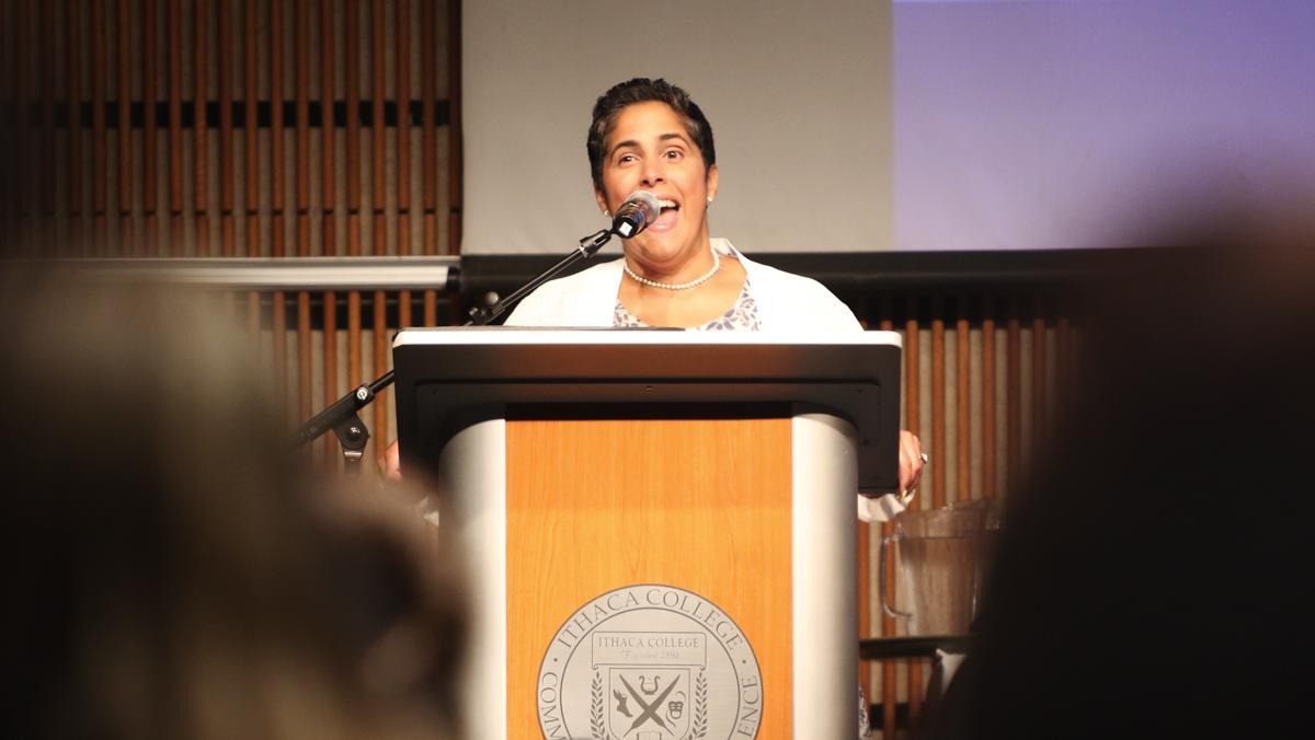 Collado addresses finances at All-College Gathering