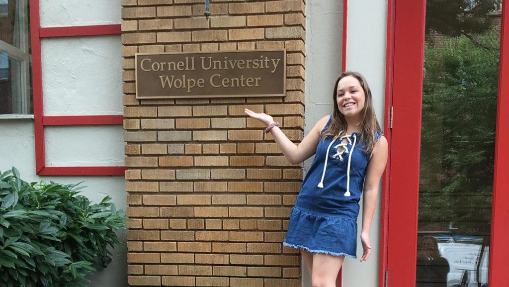 Senior Sarah Horbacewicz poses in front of Cornell University’s Wolpe Center, a residential building located in Washington, D.C. She interned in Washington, D.C. in Fall 2019. 