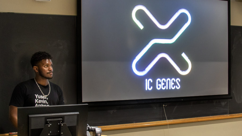 Senior+Jelani+Williams+is+the+vice+president+of+IC+Genes%2C+a+new+Ithaca+College+student+organization.+IC+Genes+hosts+bi-weekly+discussions+and+hands-on+activities+about+genetic+engineering+and+synthetic+biology.+