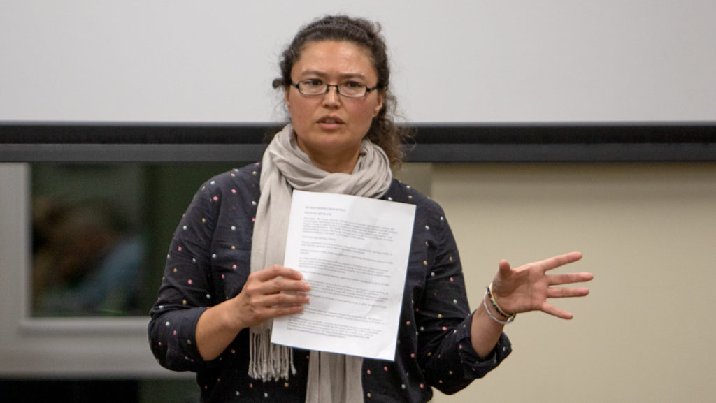 Sue-Je Gage, associate professor in the Department of Anthropology, spoke to the Faculty  Council about the creation of a faculty advocate position during its Oct. 1 meeting. 