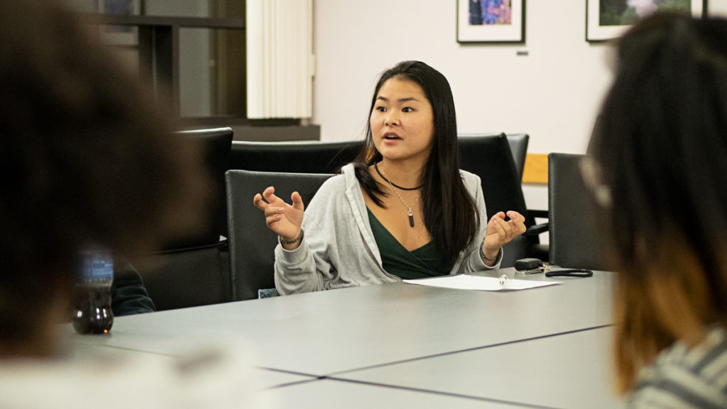Freshman Shayna Yasunaga spoke with other Ithaca College community members in a roundtable discussion about the college being built on Cayuga Nation Land and the issues that indigenous people face. 
