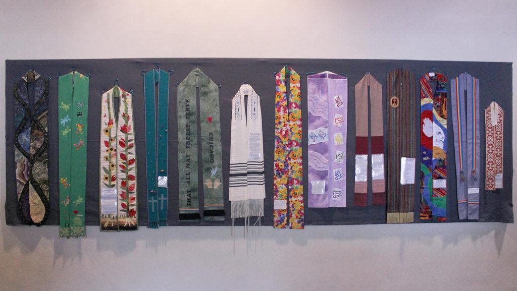 The Shower of Stoles Project on display in Muller Chapel shares the stories of LGBTQ people of faith. 
