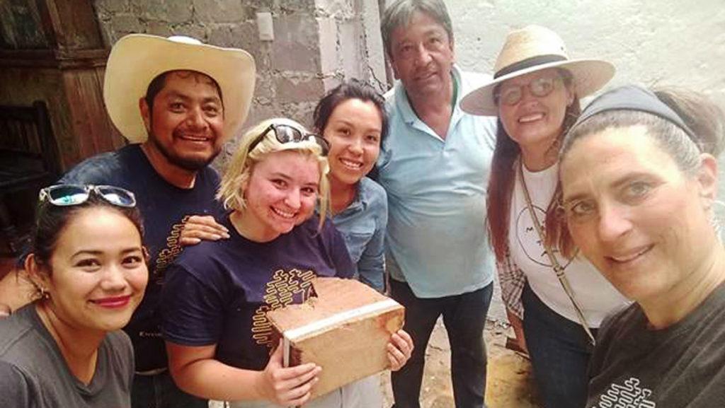 Paula Turkon, right, in July 2019 in Durango, Mexico to sample wood from a 19th century Hacienda. Junior Rachel Volkin holds the sample as the professor-student pair collaborated with a team from Instituto Nacional de Anthropología e Historia.